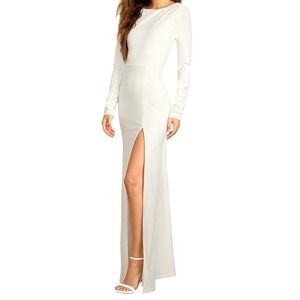 Lulus White Bridal Maxi Dress Long Sleeve Wedding Rehearsal Dinner XS